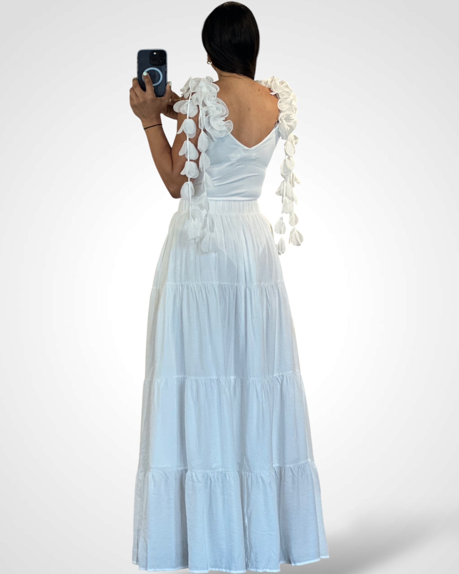WHITE BODY LONG SKIRT SET•-3