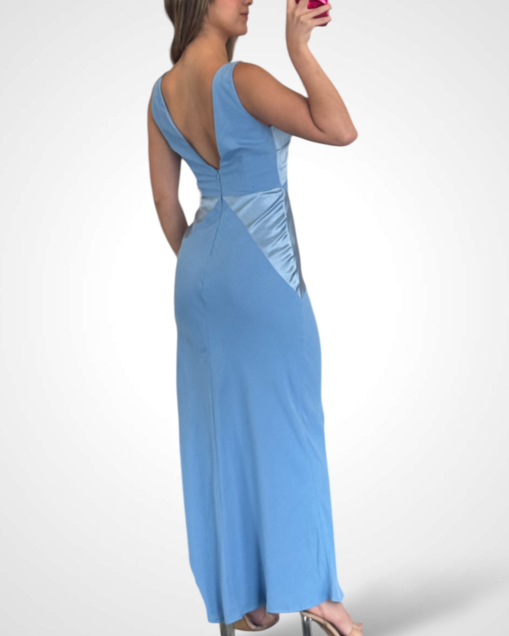 V Neckline Satin Maxi Dress