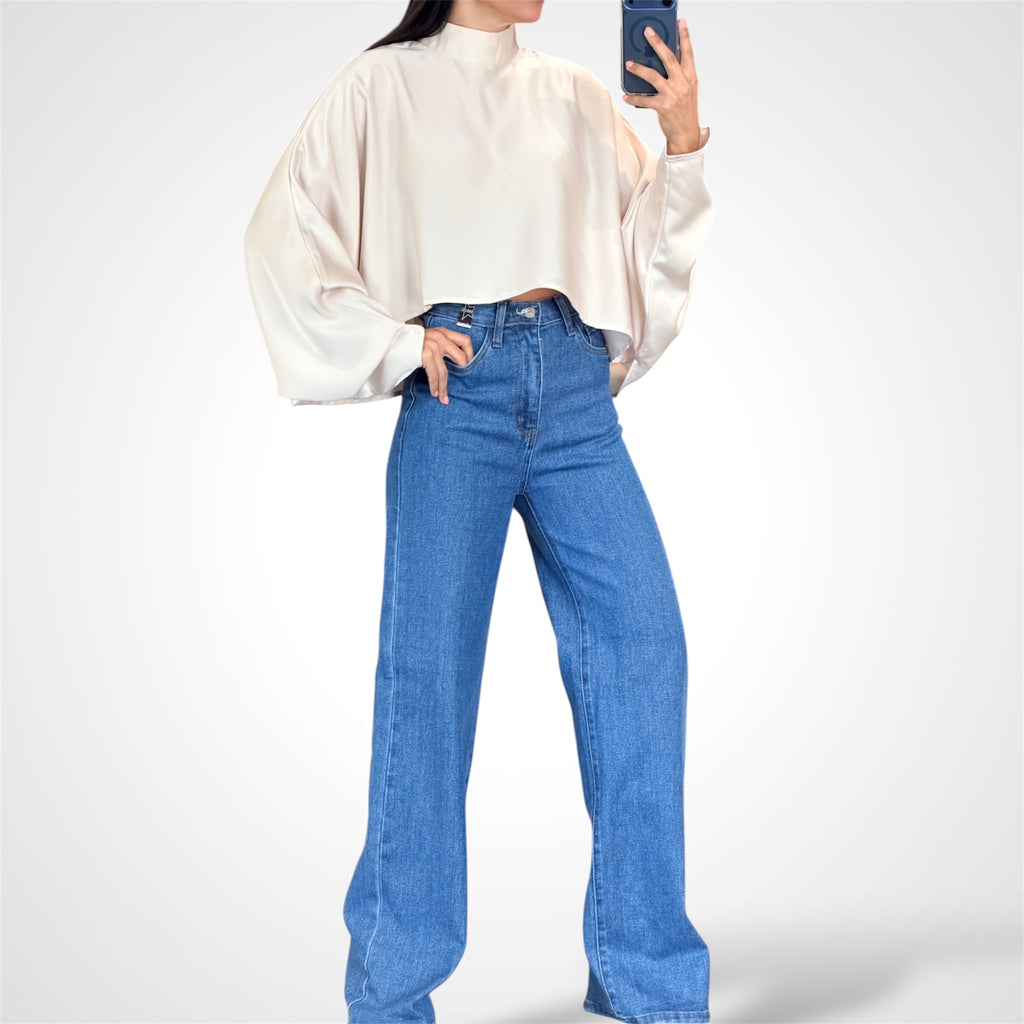 MOCK NECK CAFTAN CROP TOP