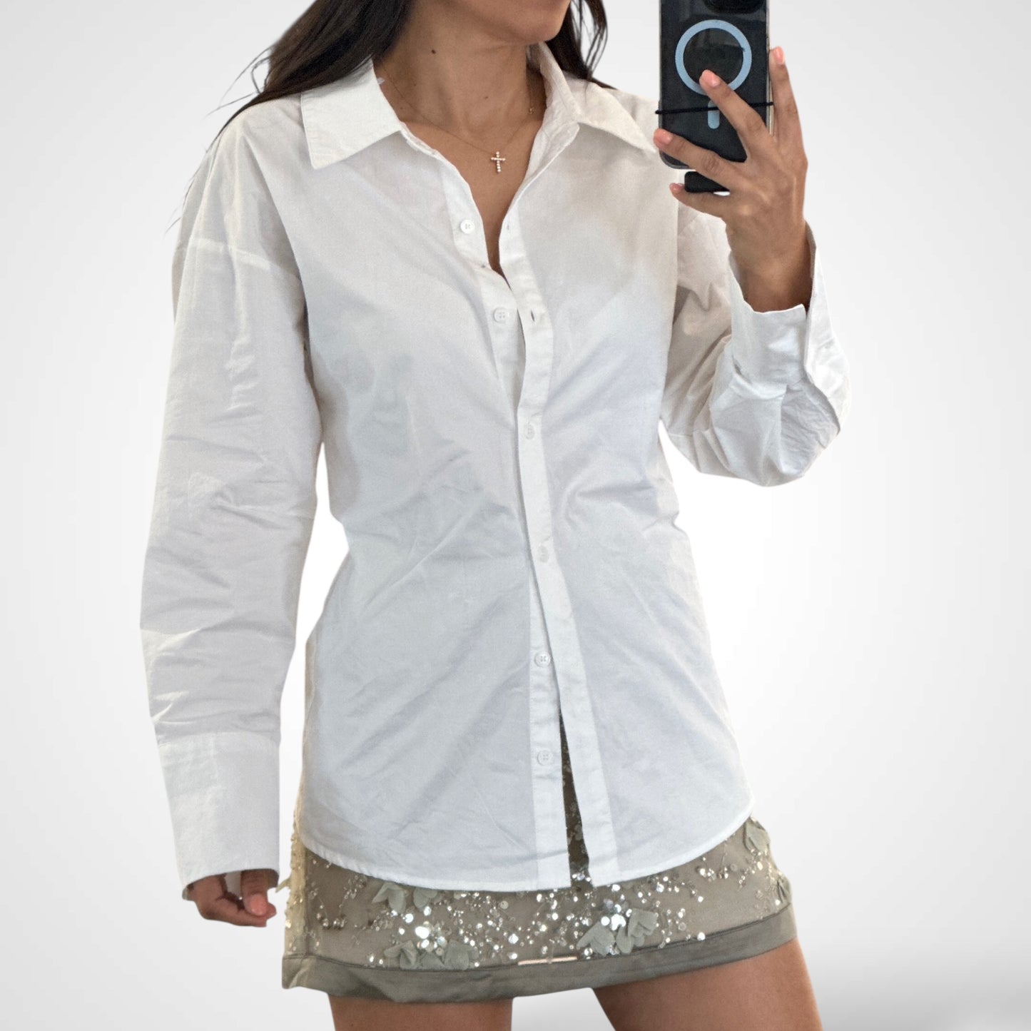 OFF WHITE BACK-TIE DETAIL LONG SLEEVE SHIRT