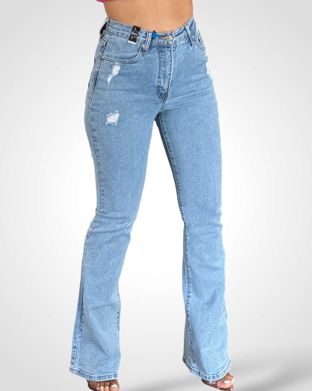 SUBTLE DISTRESS BOOTCUT JEANS