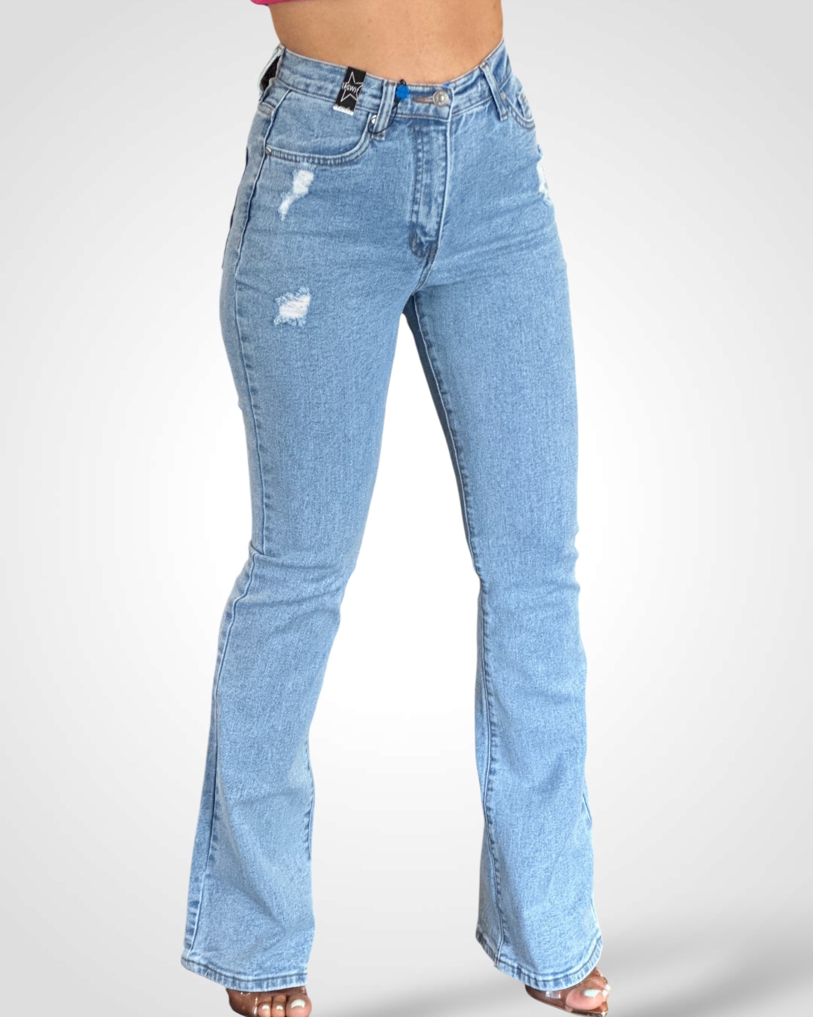 SUBTLE DISTRESS BOOTCUT JEANS