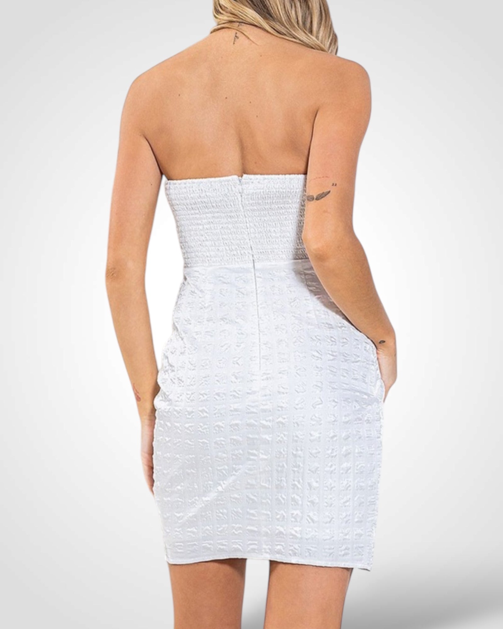 SMOCKED WRAPPED SLEEVELESS MINI DRESS-2