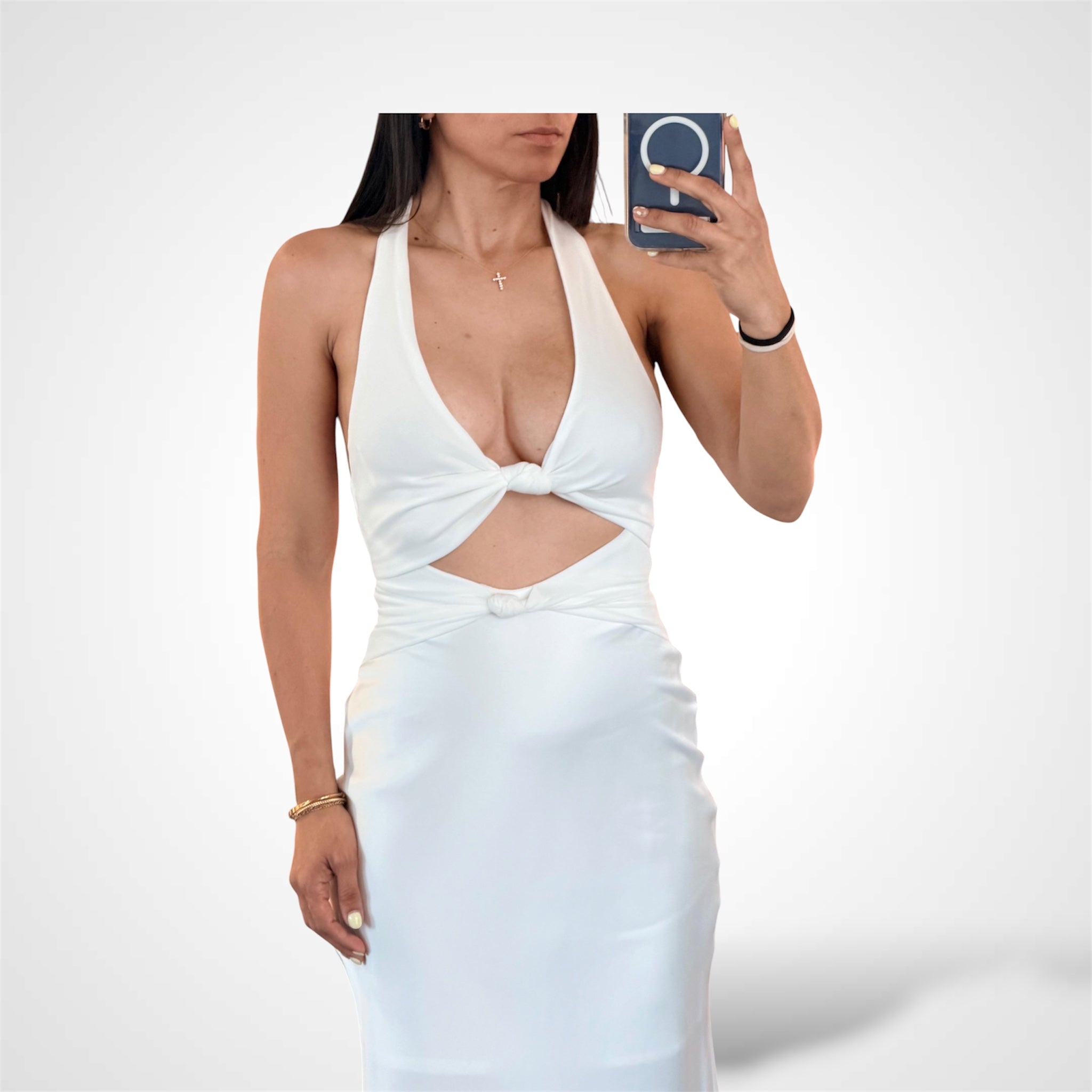 Cutout Woven Satin Maxi Dress-2