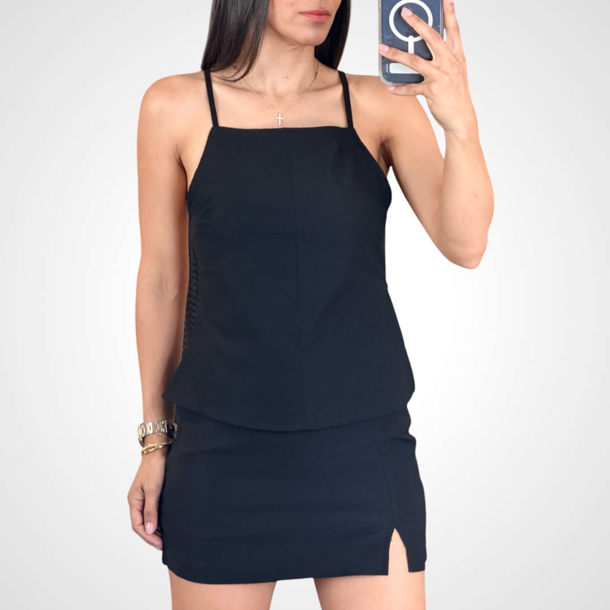 STRAPPY STRAIGHT NECK TOP & SKORT-3