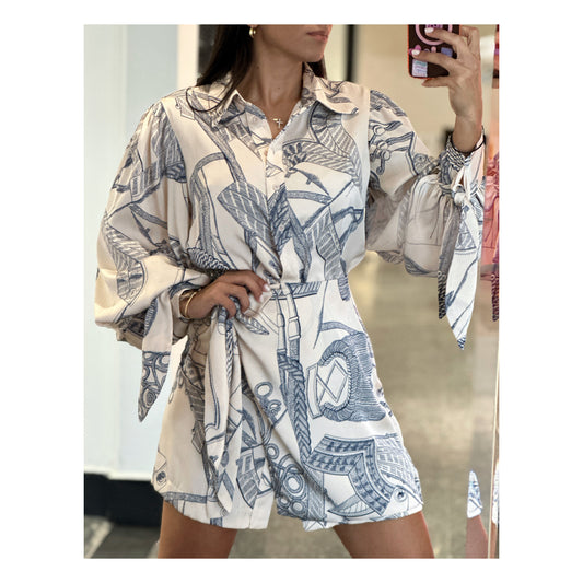 SJQ CHAIN TIE WRAP SHIRT DRESS