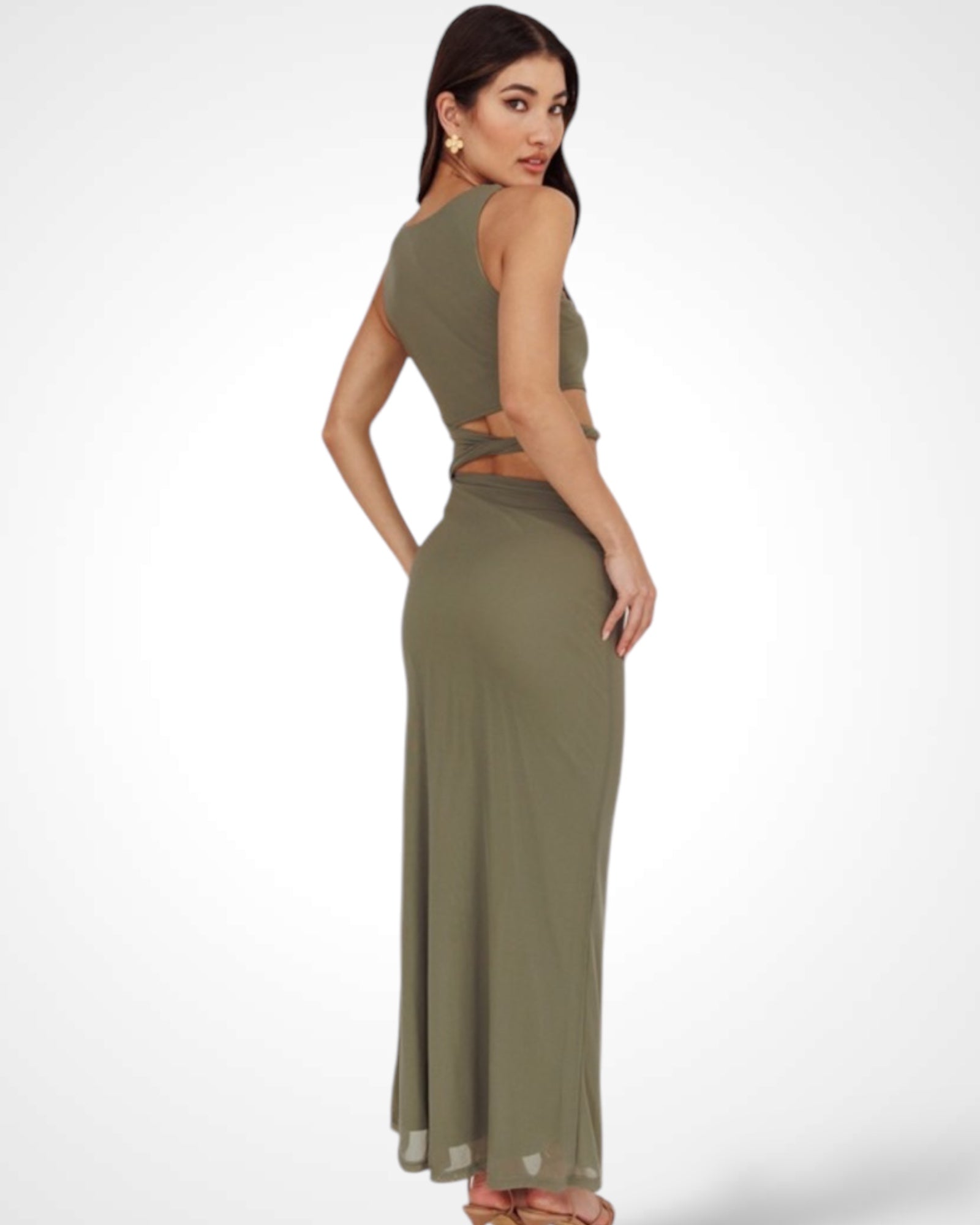 Asymmetrical Cutout Maxi Dress•-4
