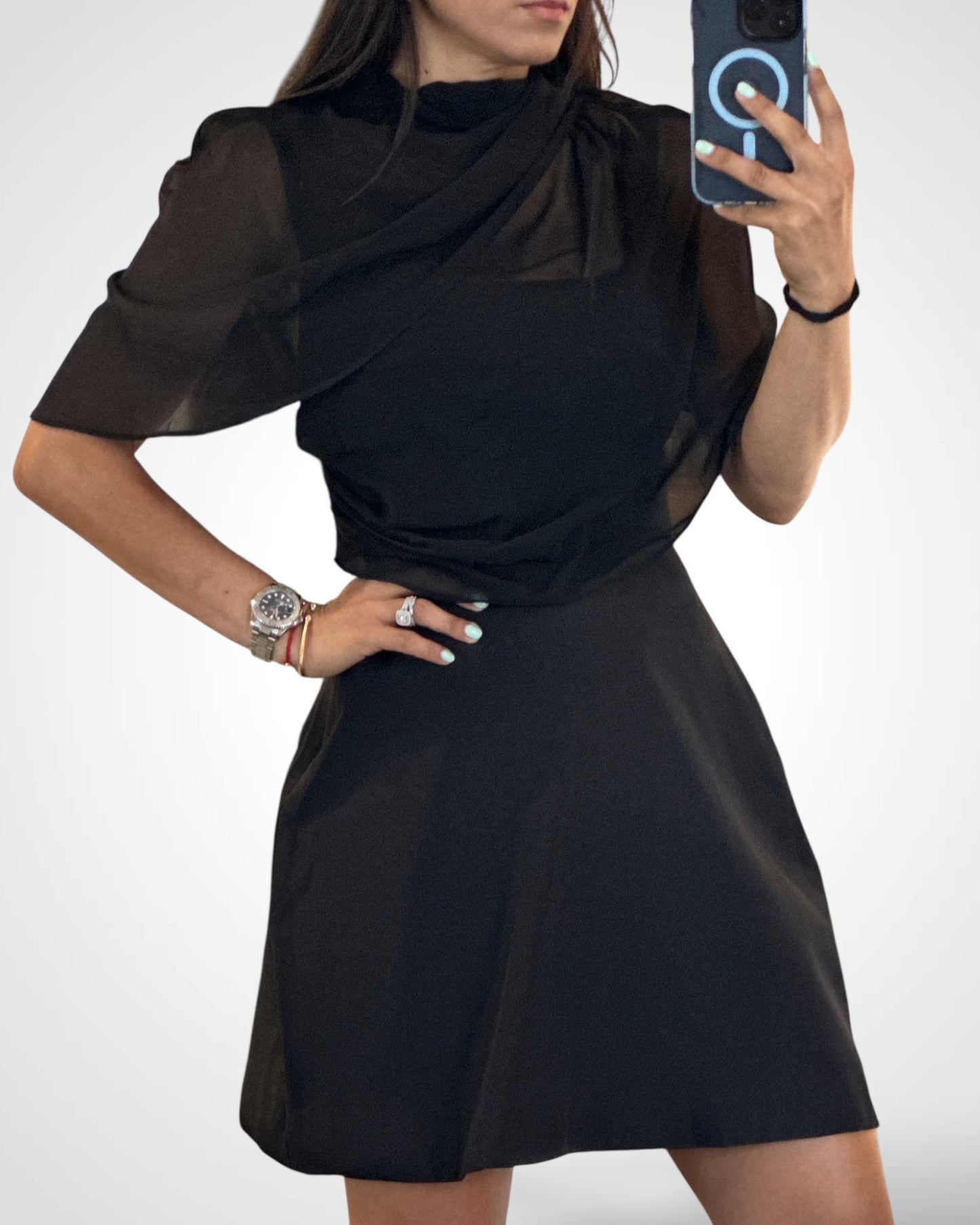CHIFFON SHAWL MINI DRESS