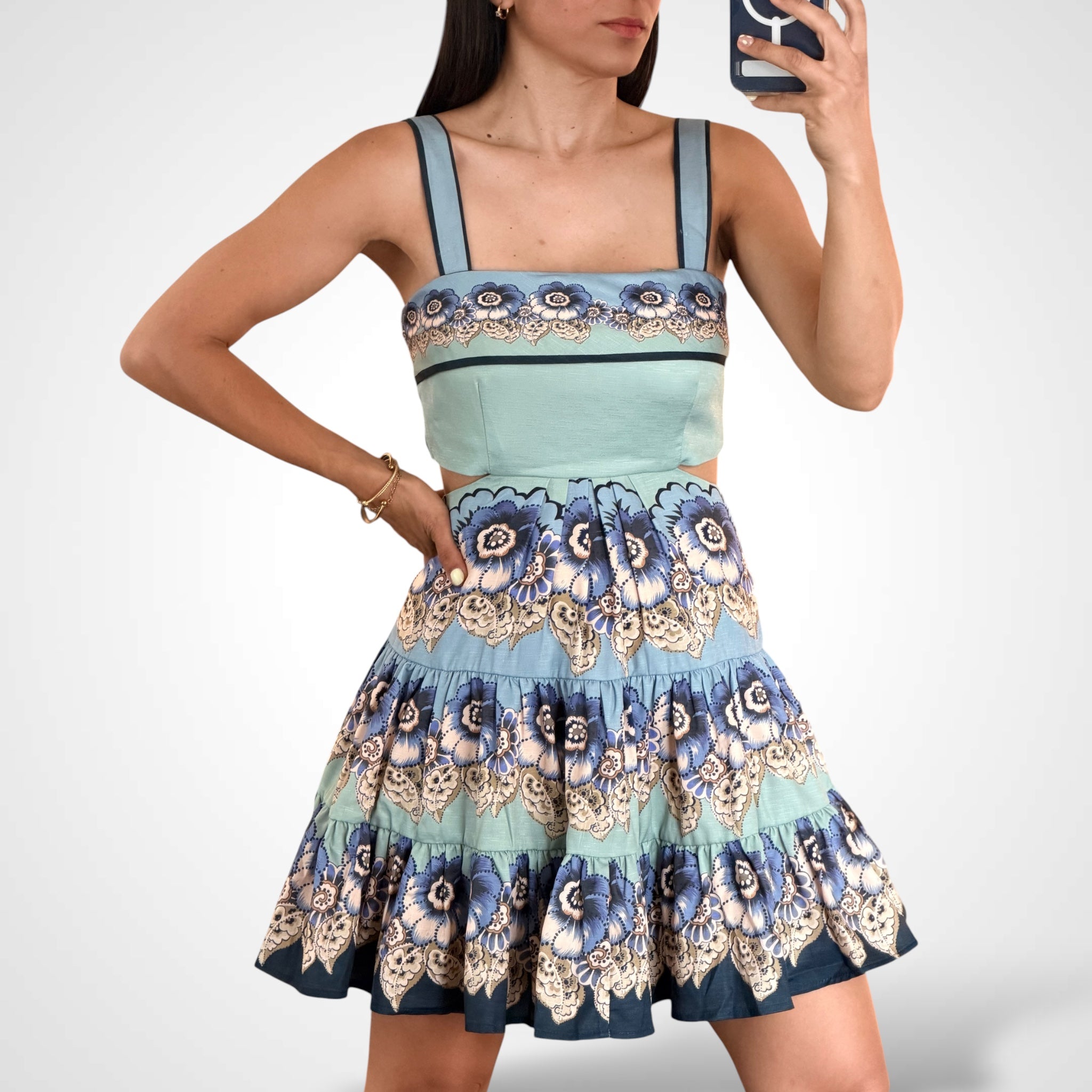 BLUE FLORALS TIERED DRESS-2