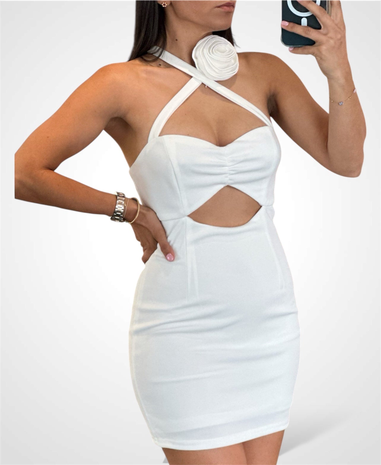 White Floral Mini Dress