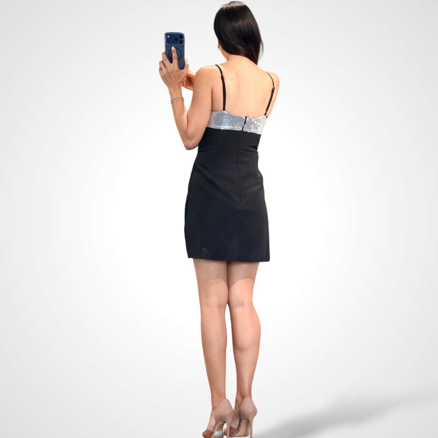 SEQUIN BOW MINI DRESS