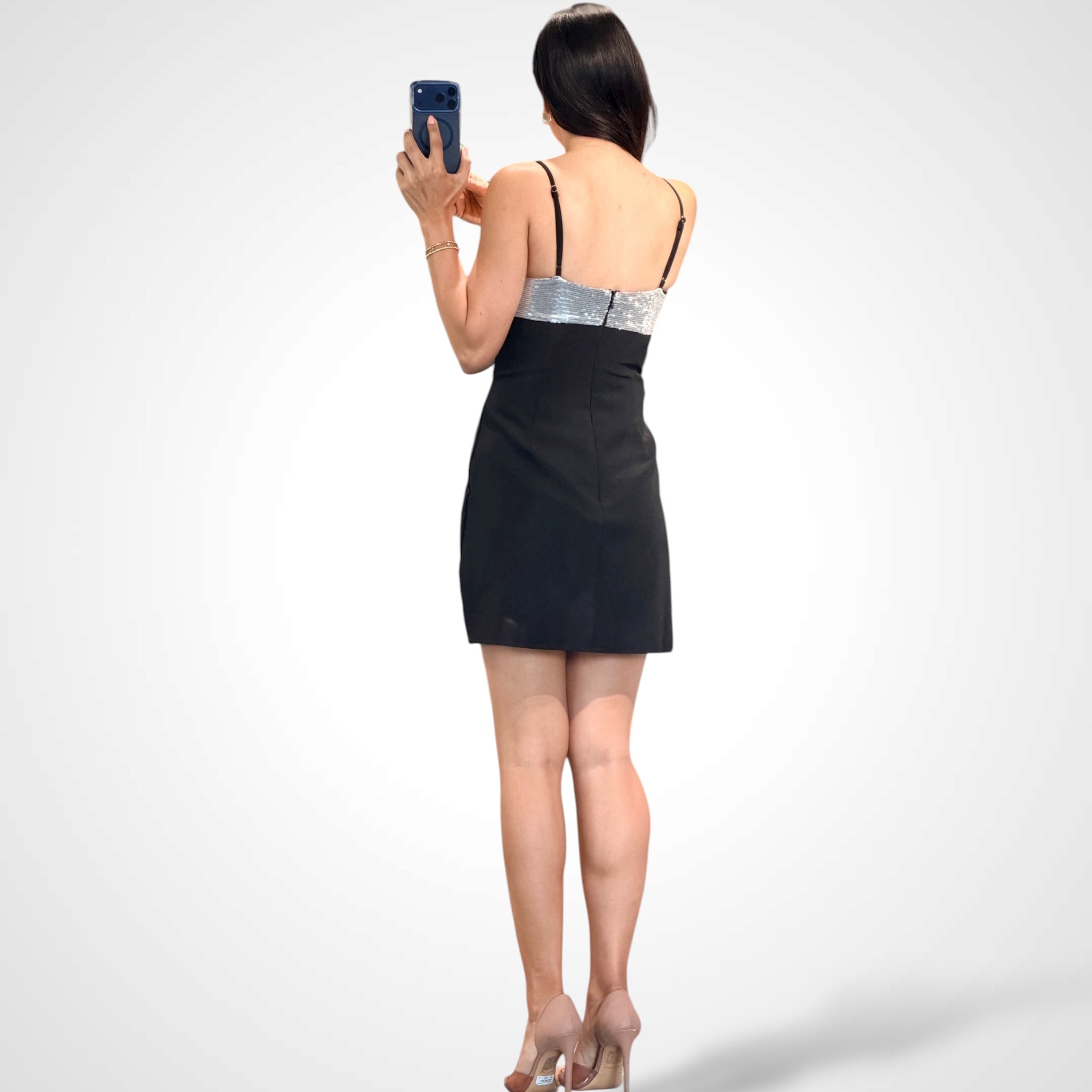 SEQUIN BOW MINI DRESS