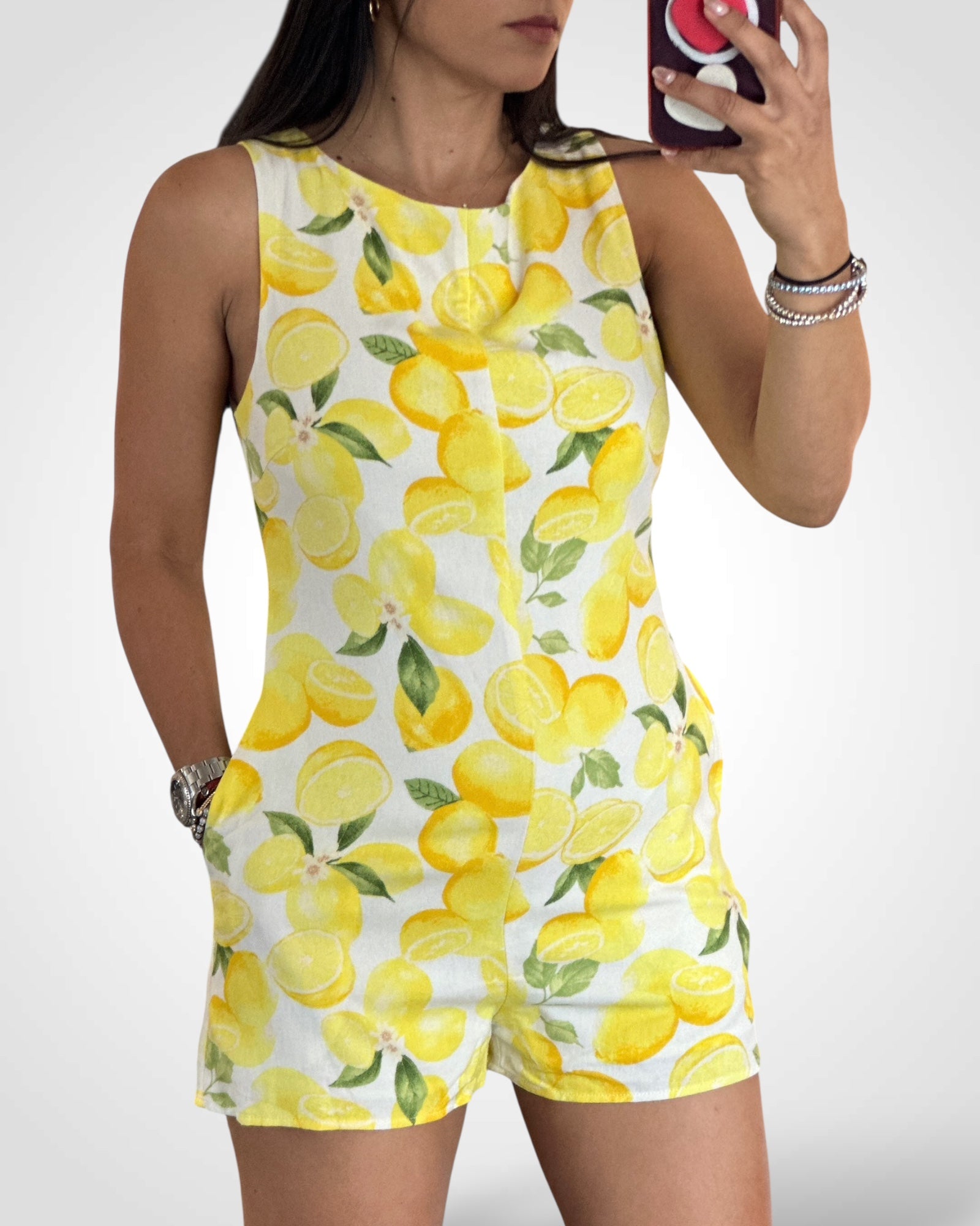 BOAT NECK SLEEVELESS ROMPER•-1