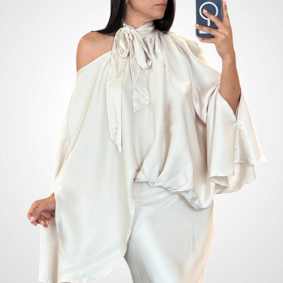Satin Asymmetrical Midi Dress-2