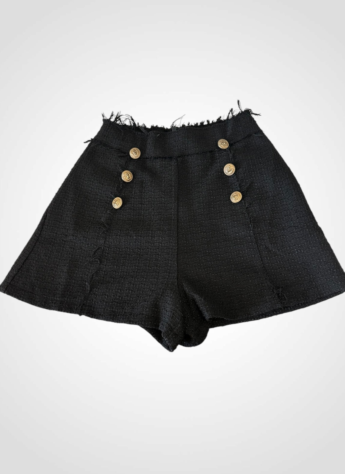 Button Black Linen Short