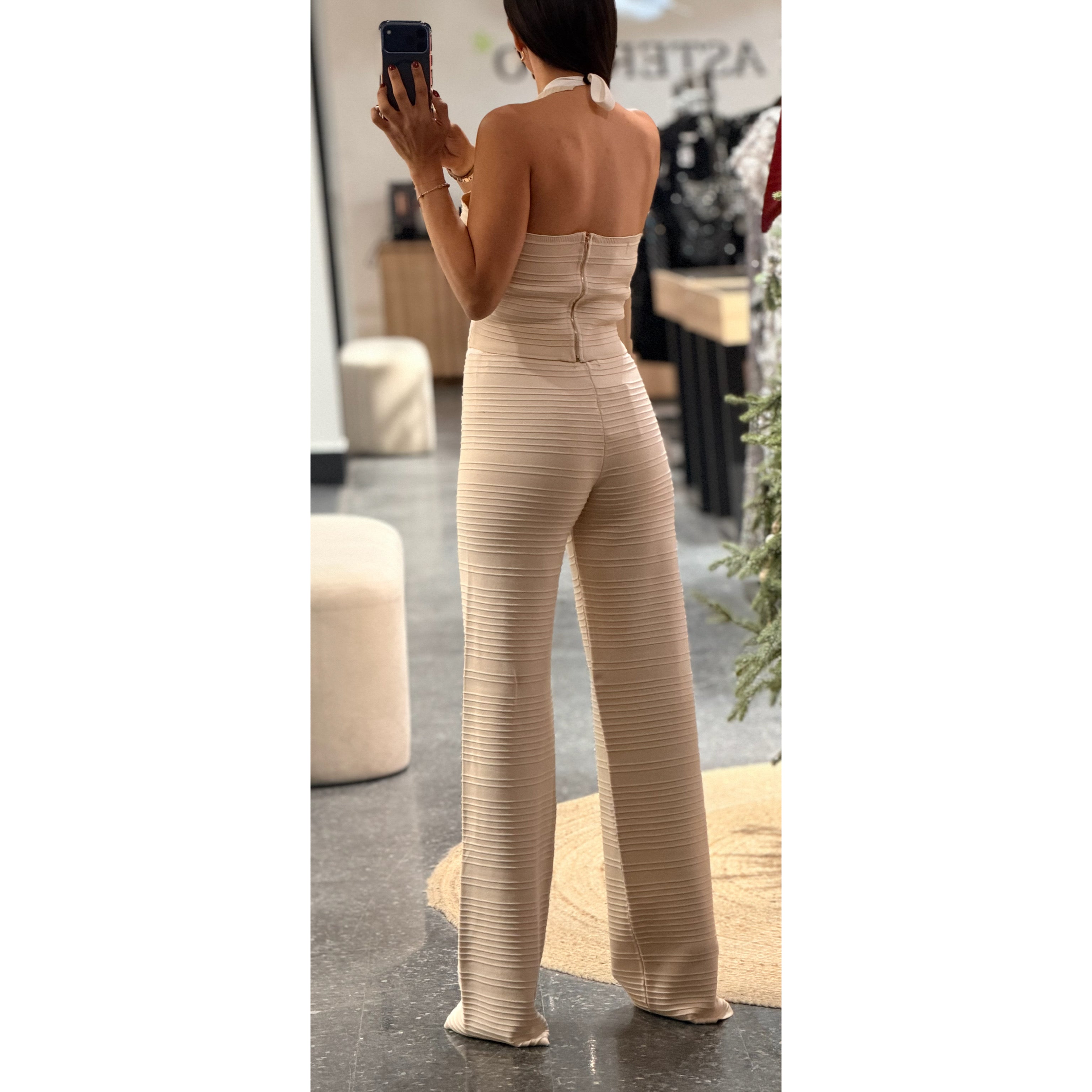 Rib Knit Two-tone Pant 2-pc Set•-3