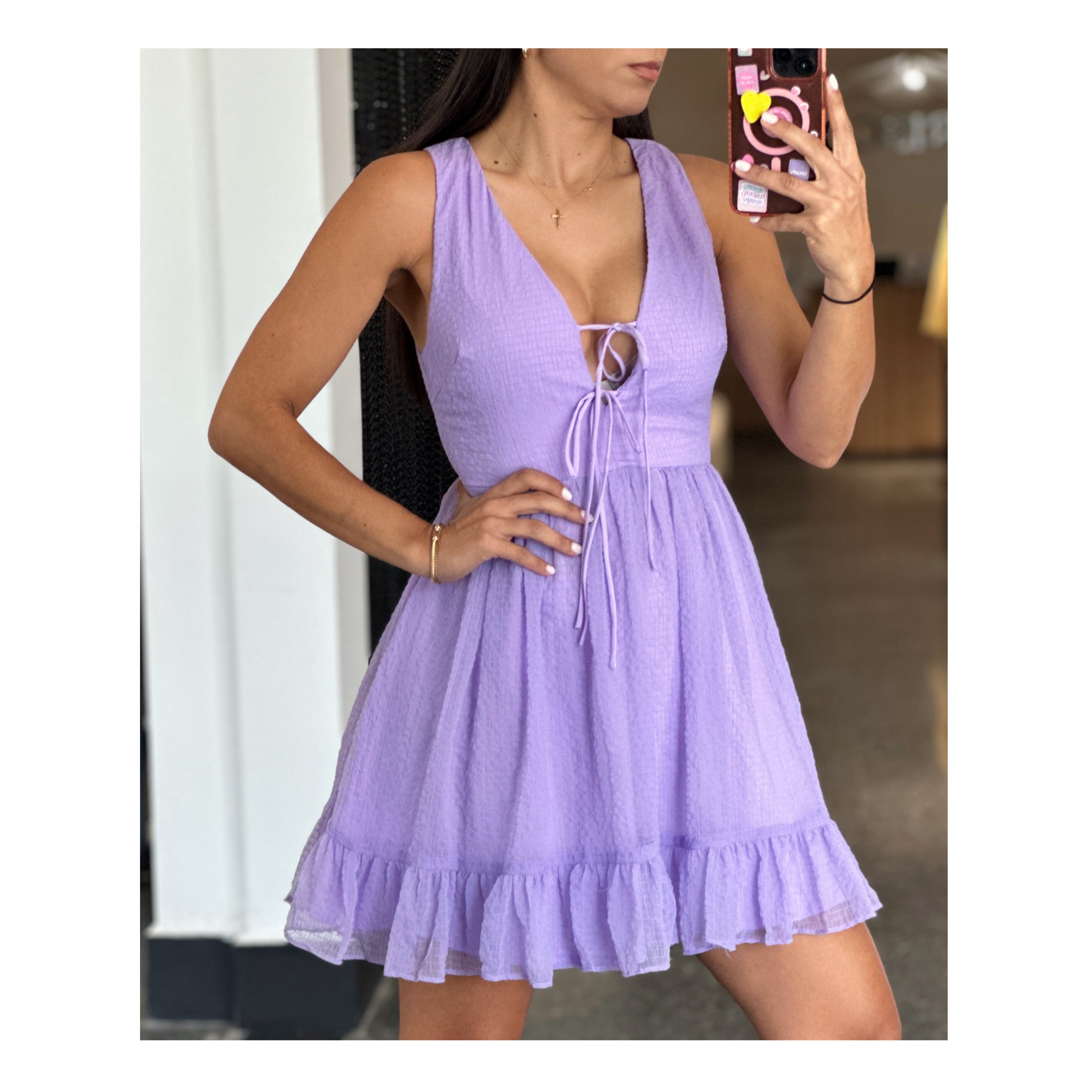 SHEER LACE UP DRESS•-1