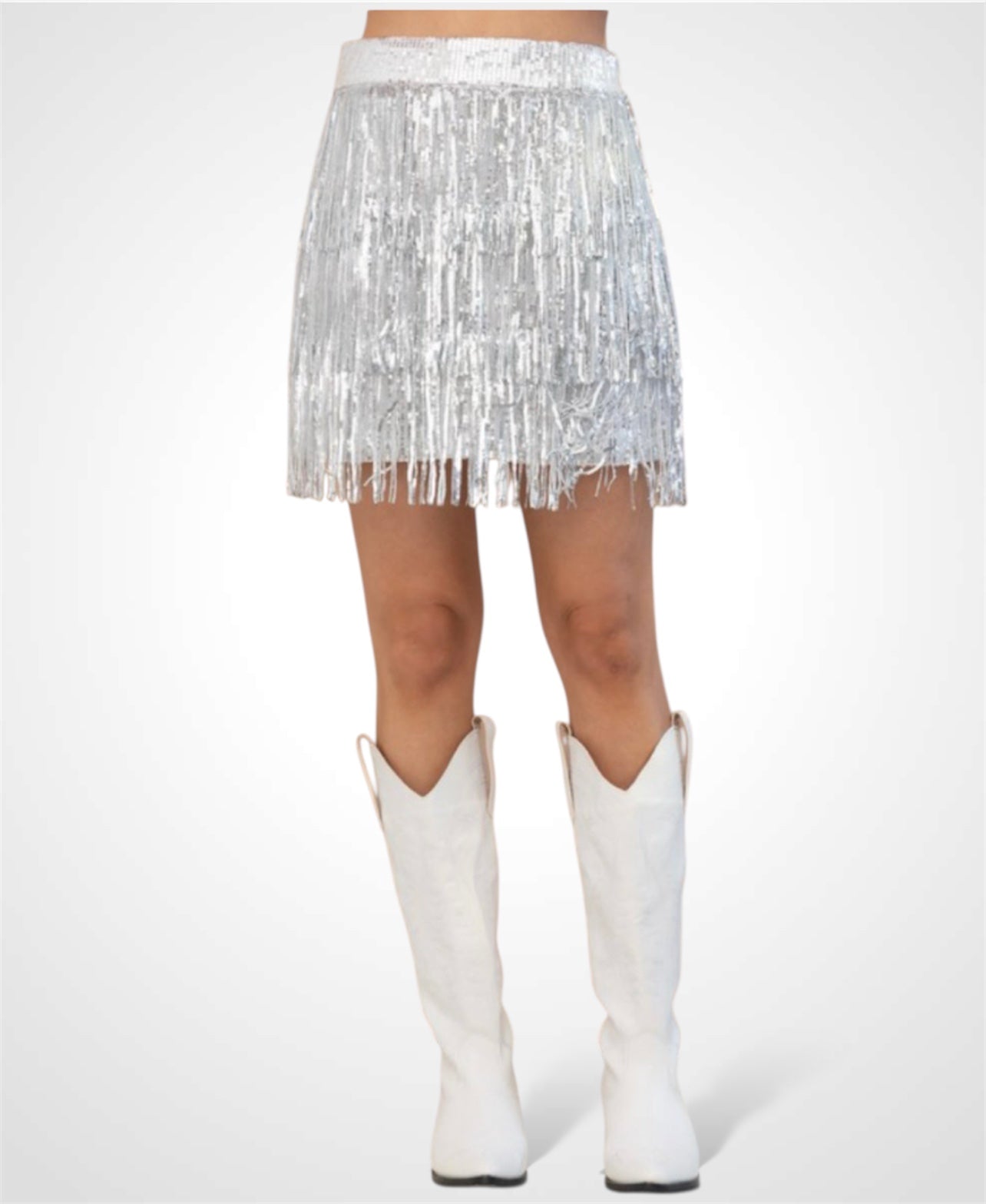 Silver Tiered Sequin Skirt