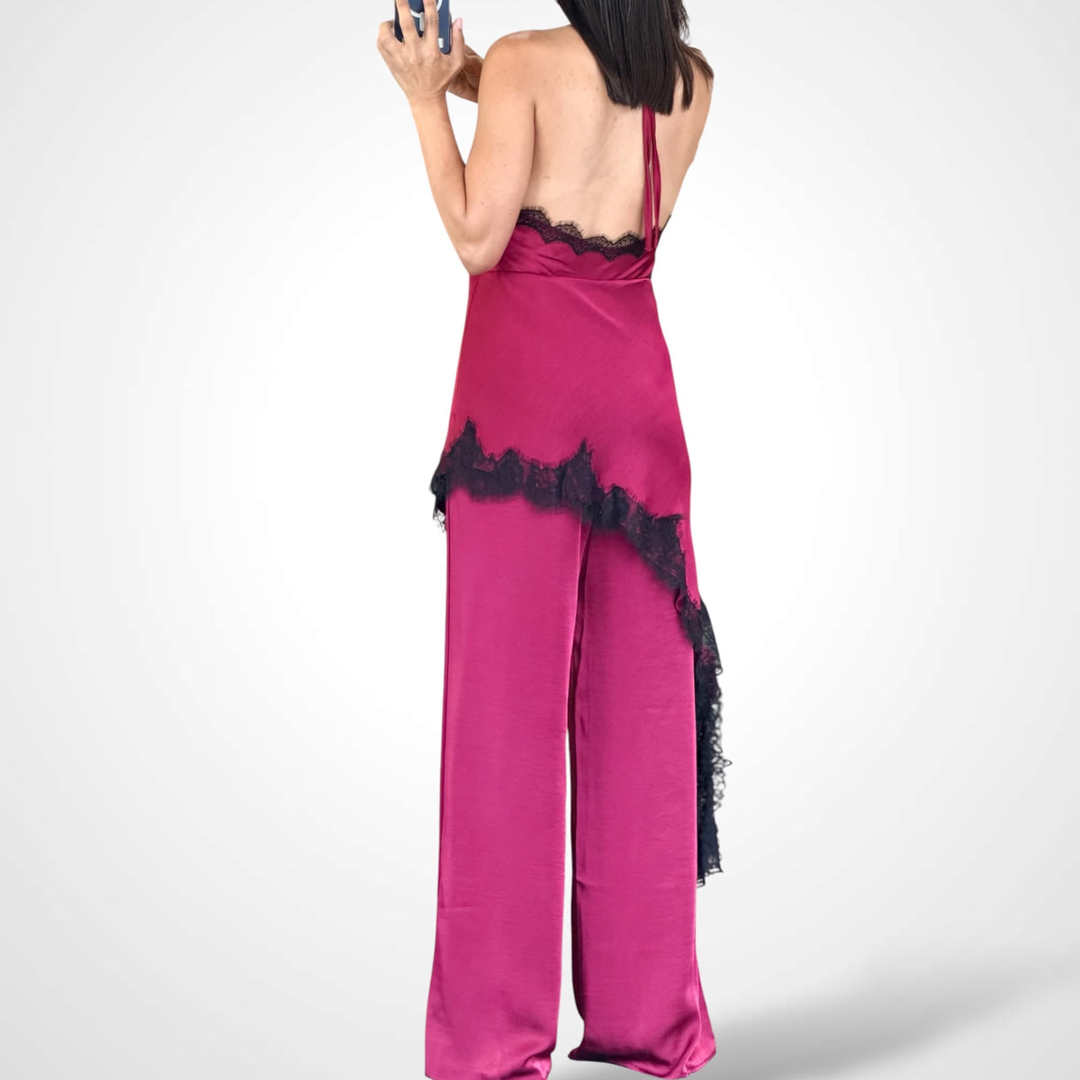 Lace Satin Wine Jumpsuit-3