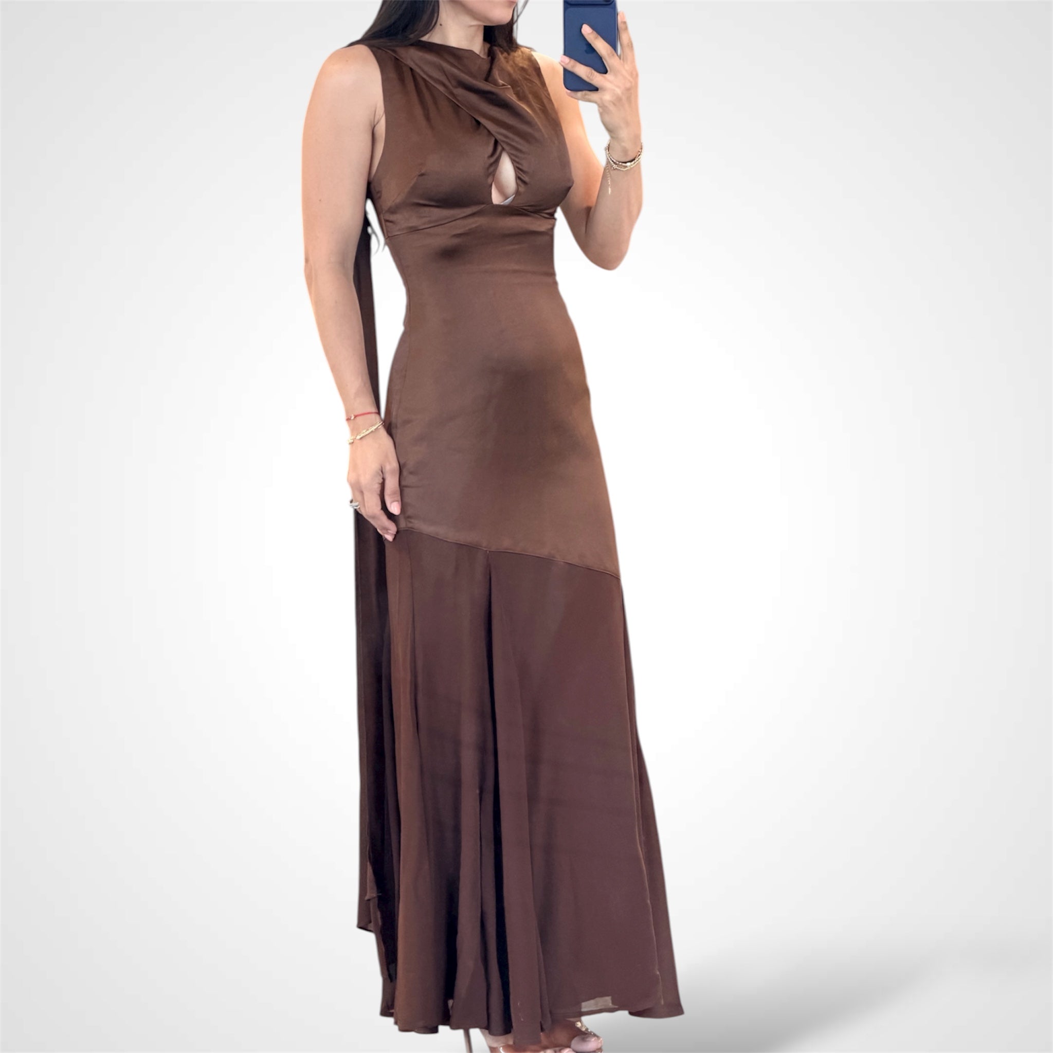 CHOCOLATE ELEGANT MAXI DRESS•-1