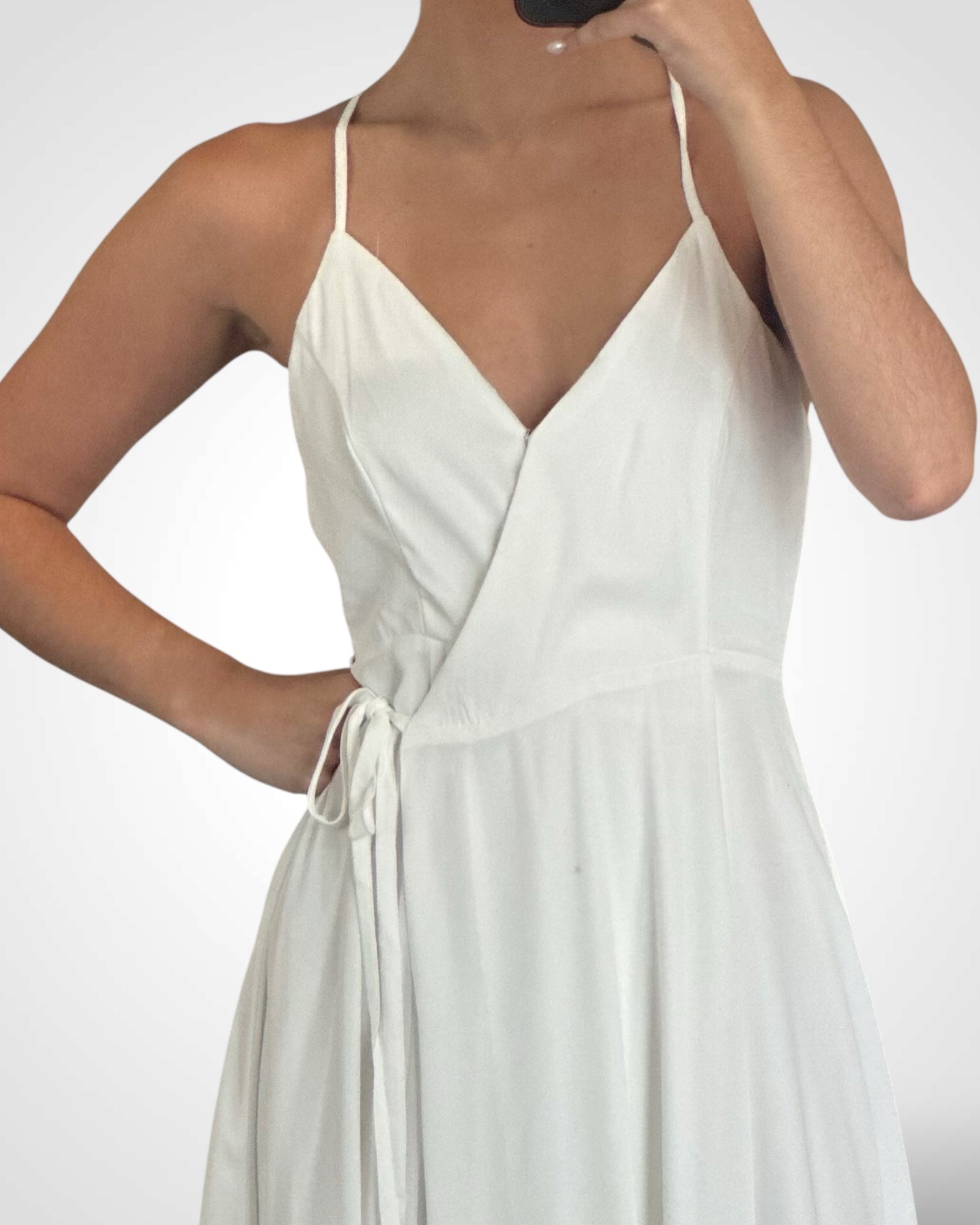 Sleeveless Surplice Self Tie Maxi Dress-2