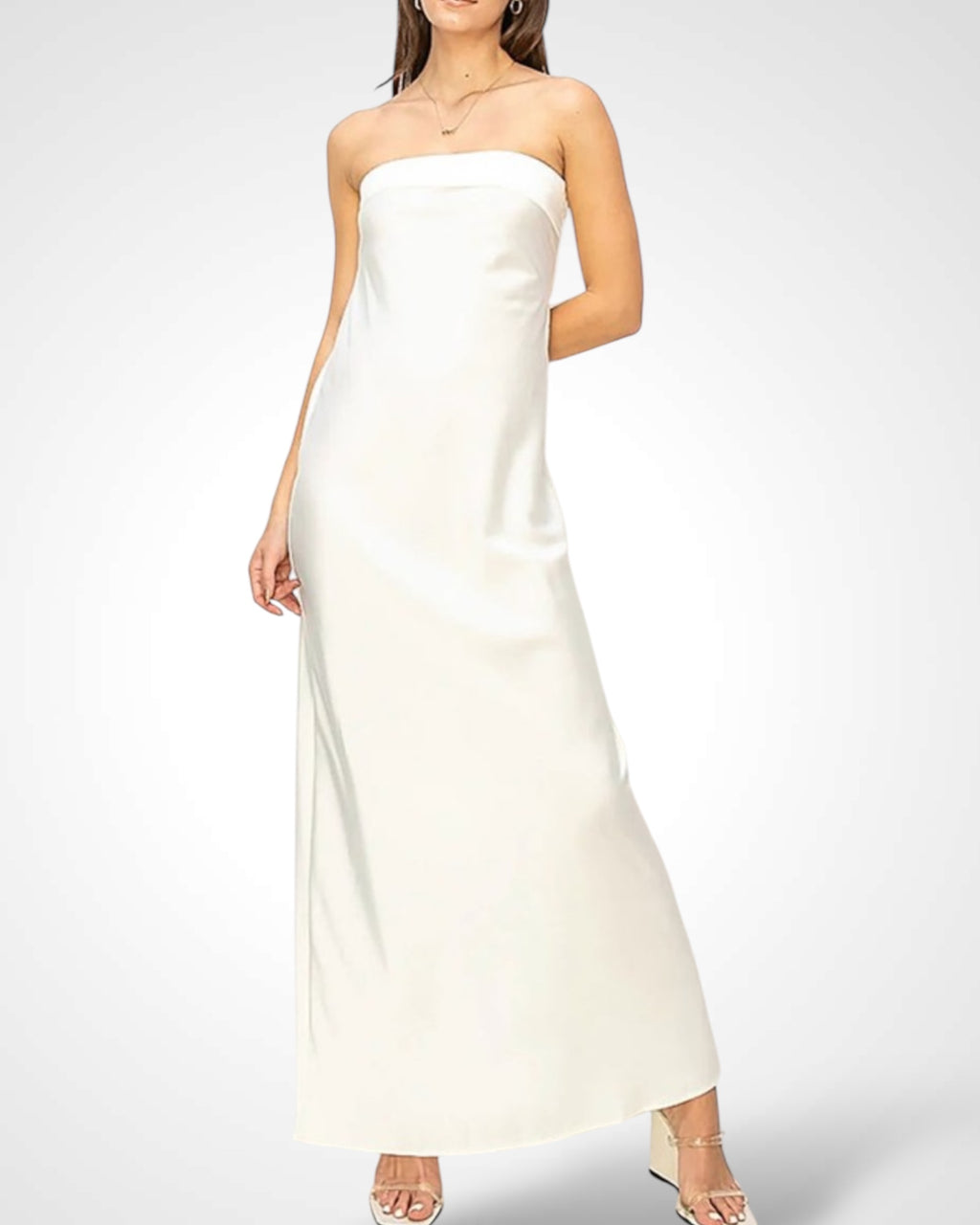 FLOWING STRAPLESS OPEN BACK MAXI DRESS