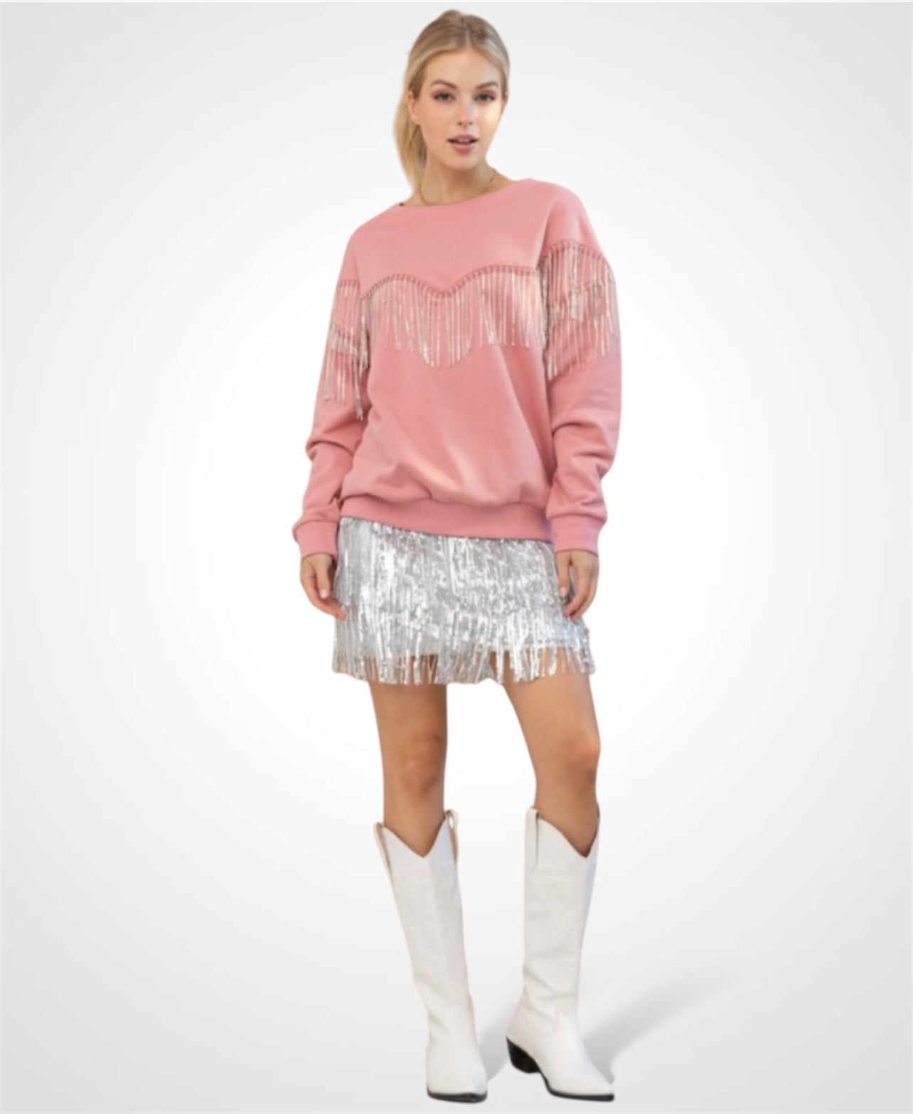 Silver Tiered Sequin Skirt