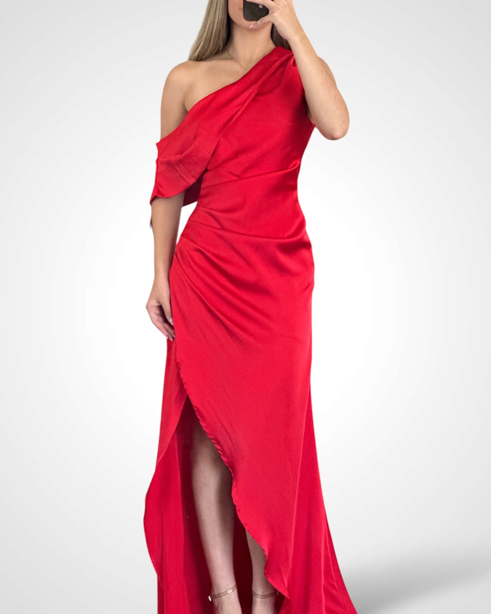 SATIN OFF S MAXI GOWN