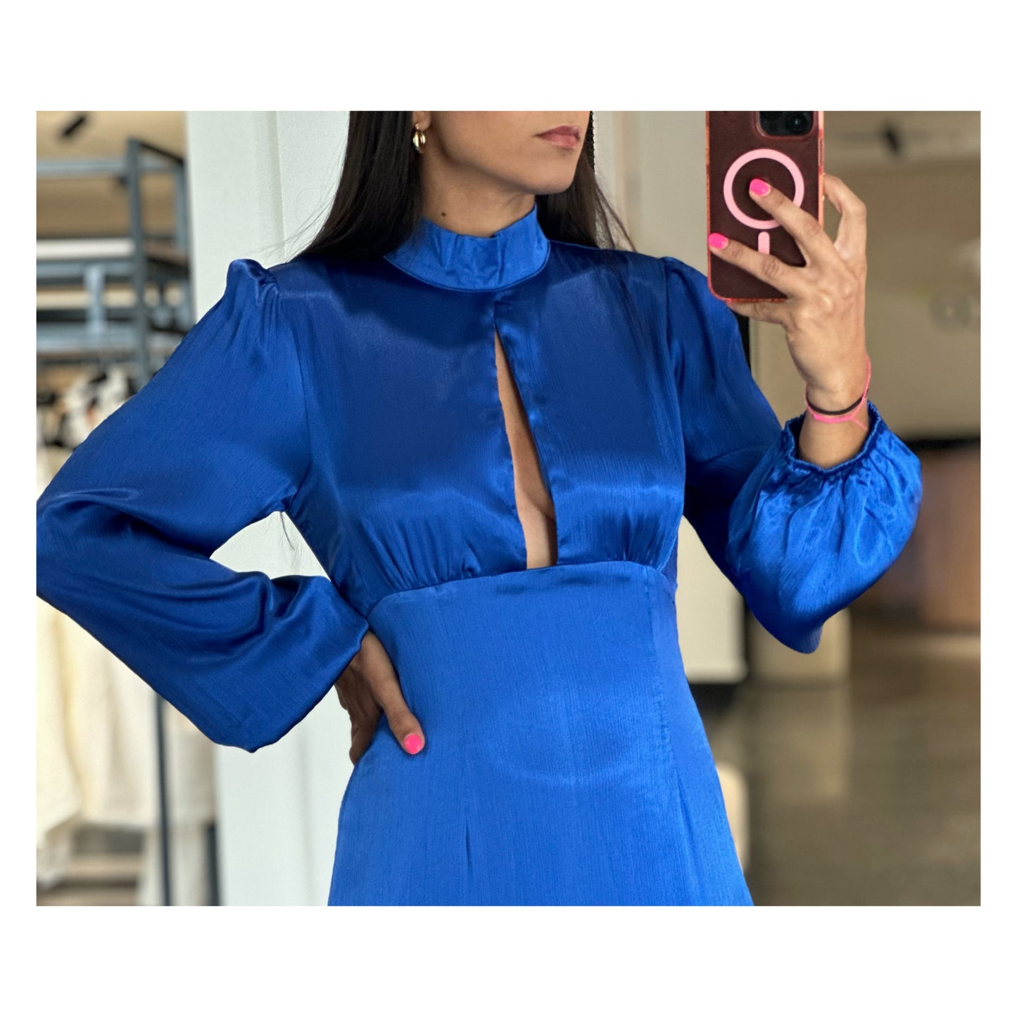 SJQ- WOMEN'S CUT OUT FRONT SLIT MAXI DRESS (Royal Blue)
