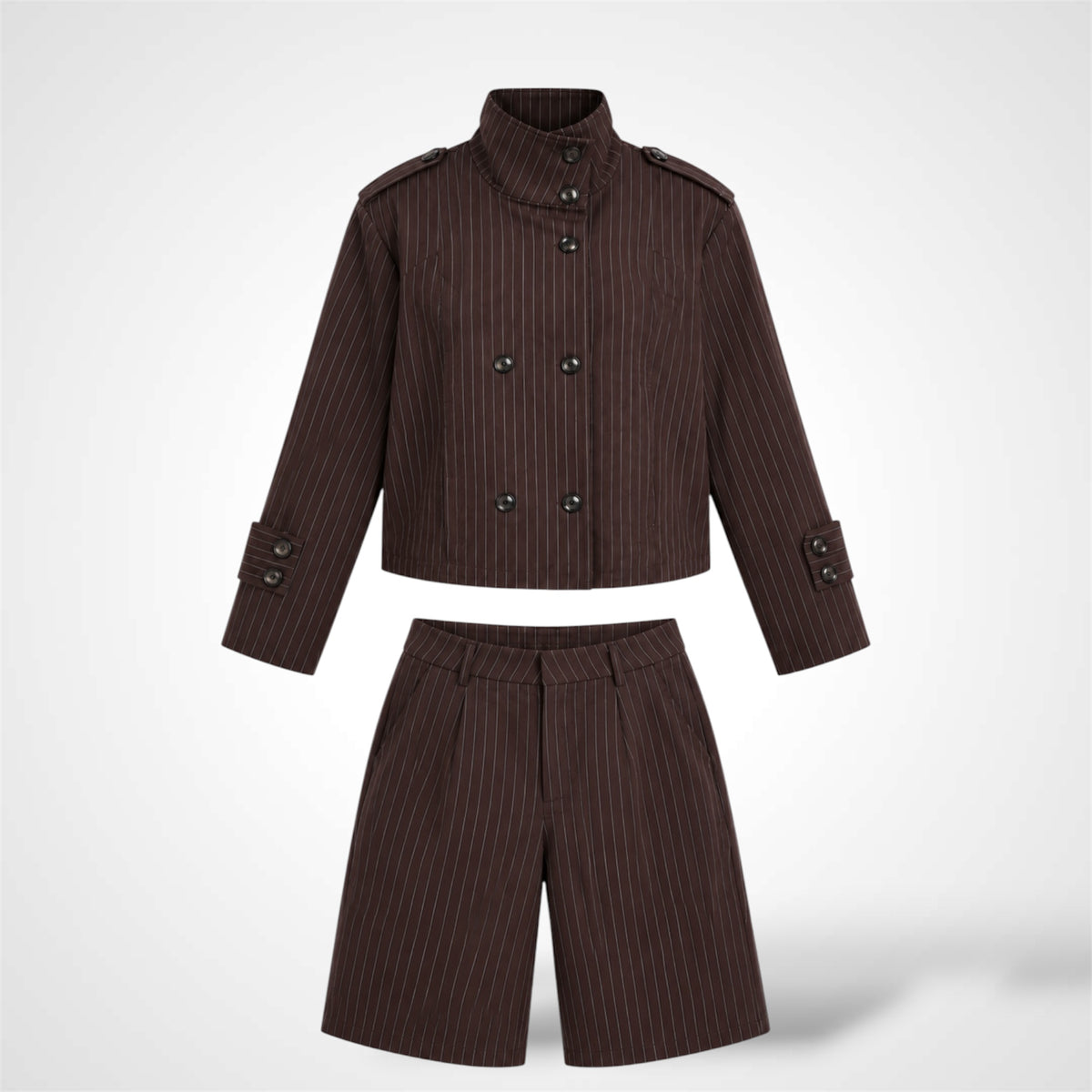 Chocolate Pinstripe Tailored Set-4