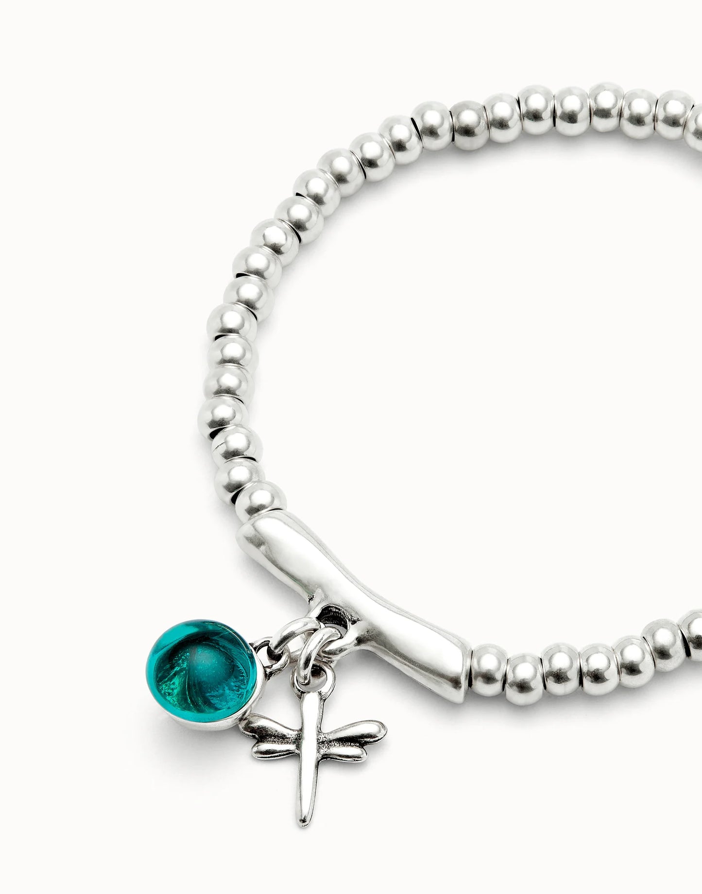 UNO DE 50 - Pulsera bañada en plata de ley con cristal de murano y libélula