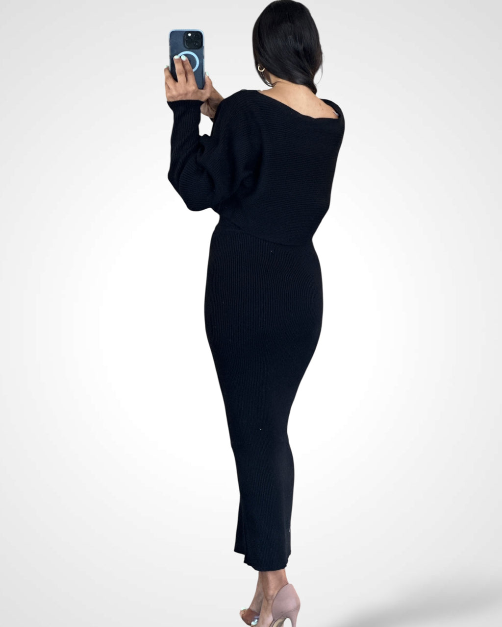 CROP KNIT TOP AND MIDI SKIRT SET