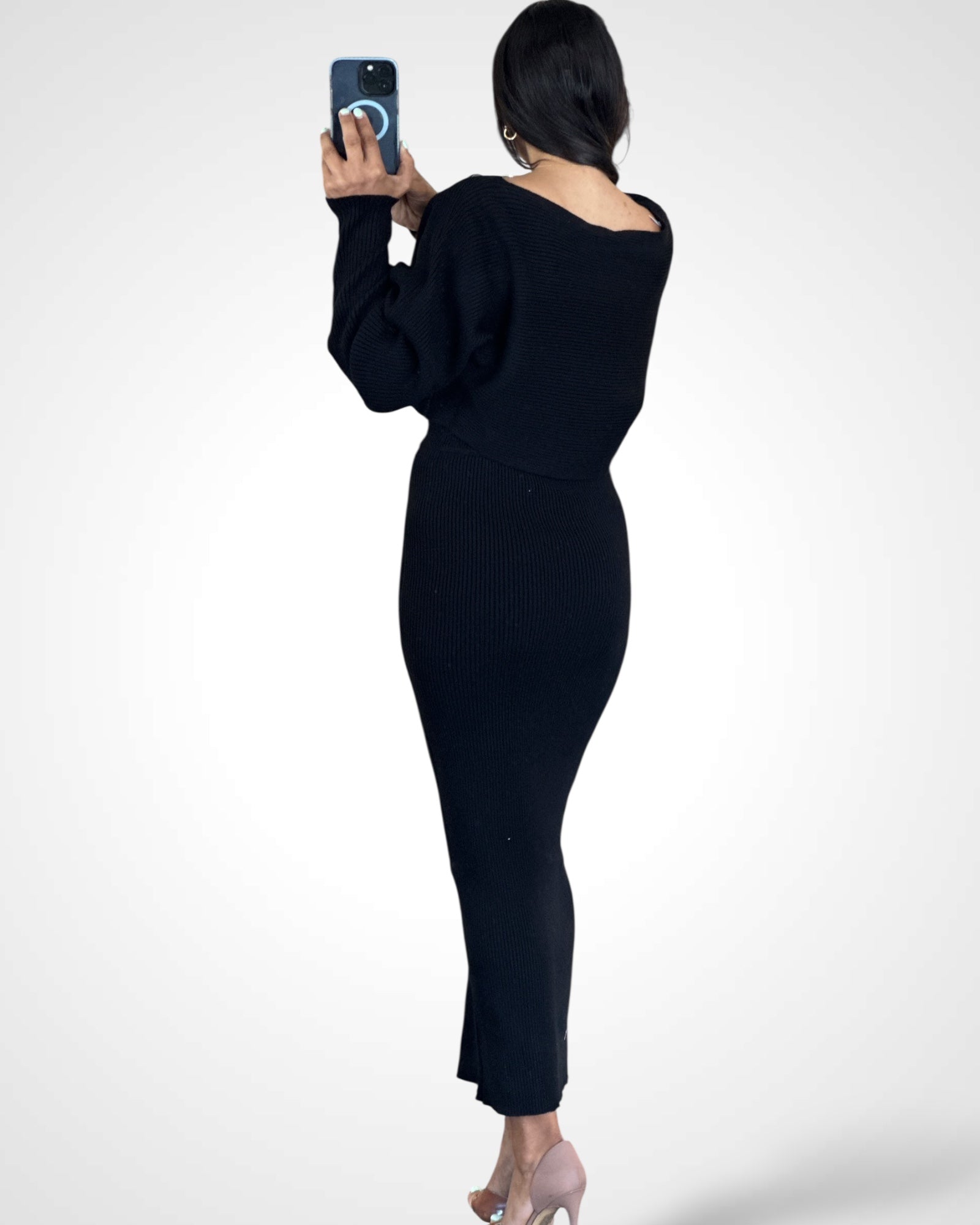 CROP KNIT TOP AND MIDI SKIRT SET