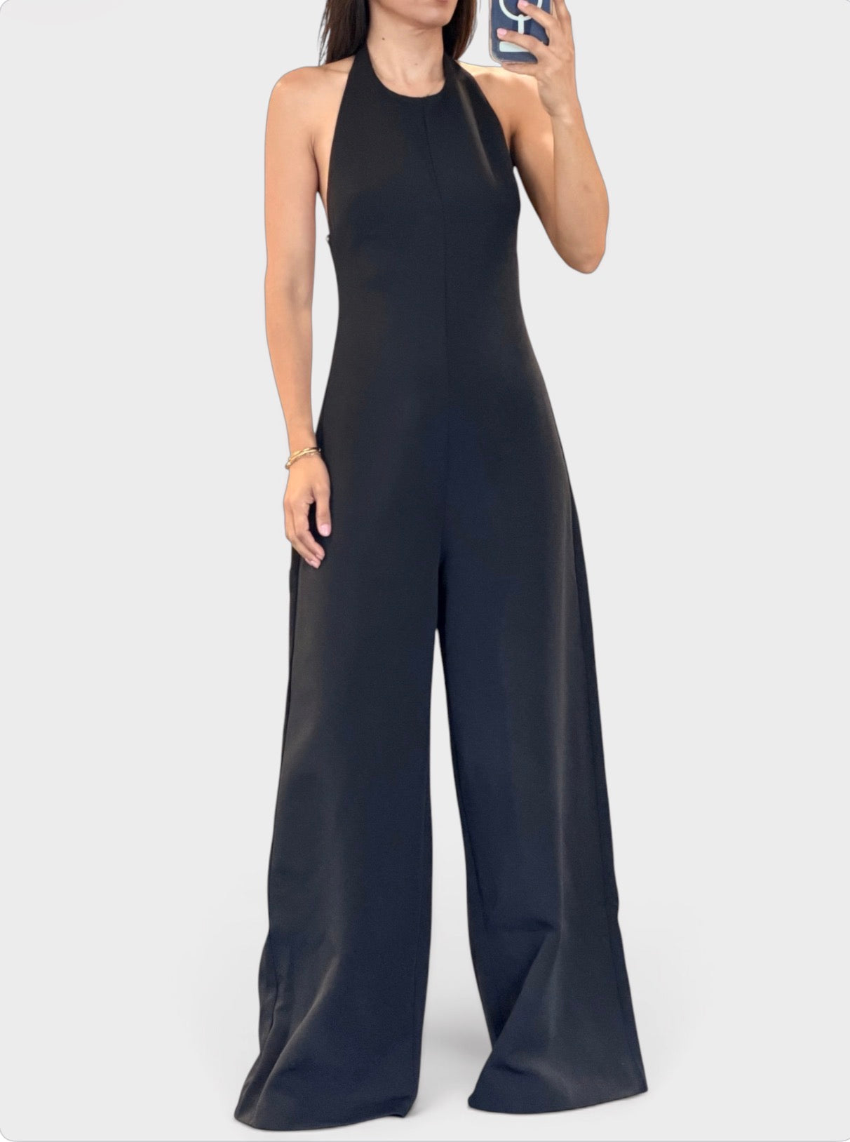 Black Halter Long Jumpsuit-1