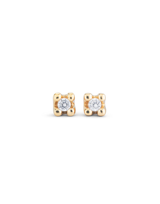 UNO DE 50 - Pendientes bañados en plata de ley oro 18k con circonita blanca
