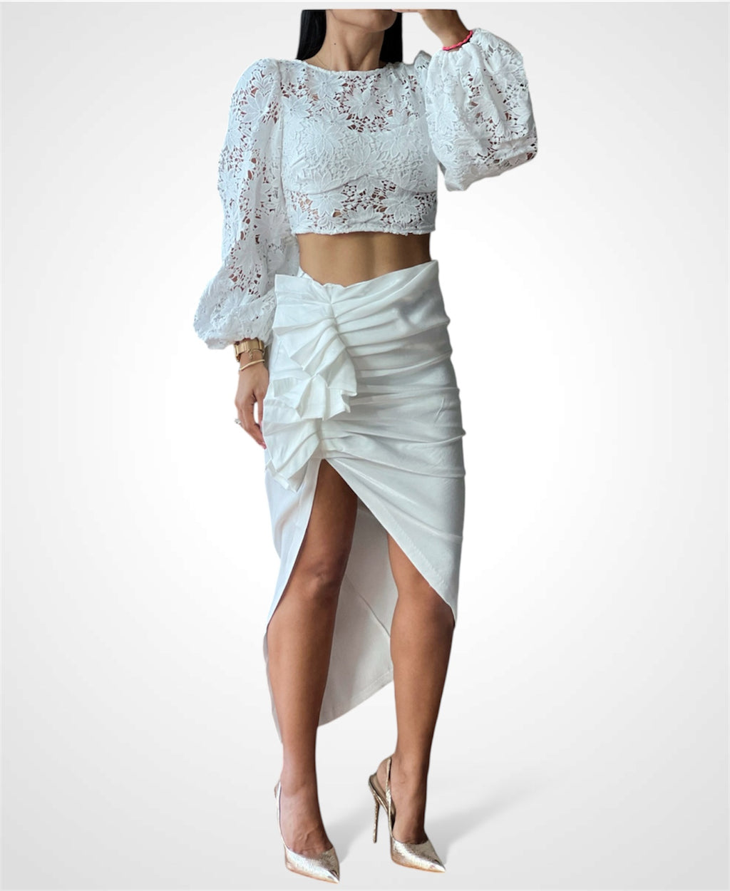 Side Ruffle Skirt (White)