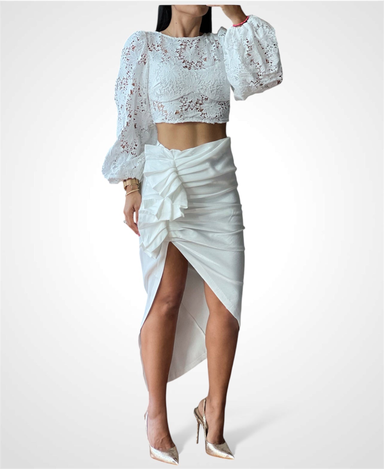 Side Ruffle Skirt (White)