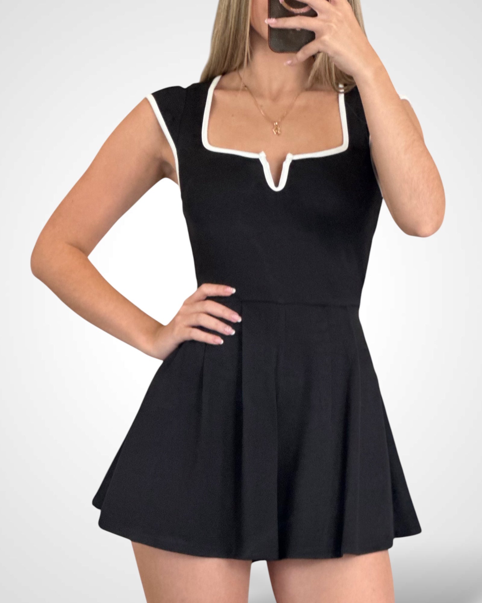 SCUBA SQUARE NECKLINE ROMPER