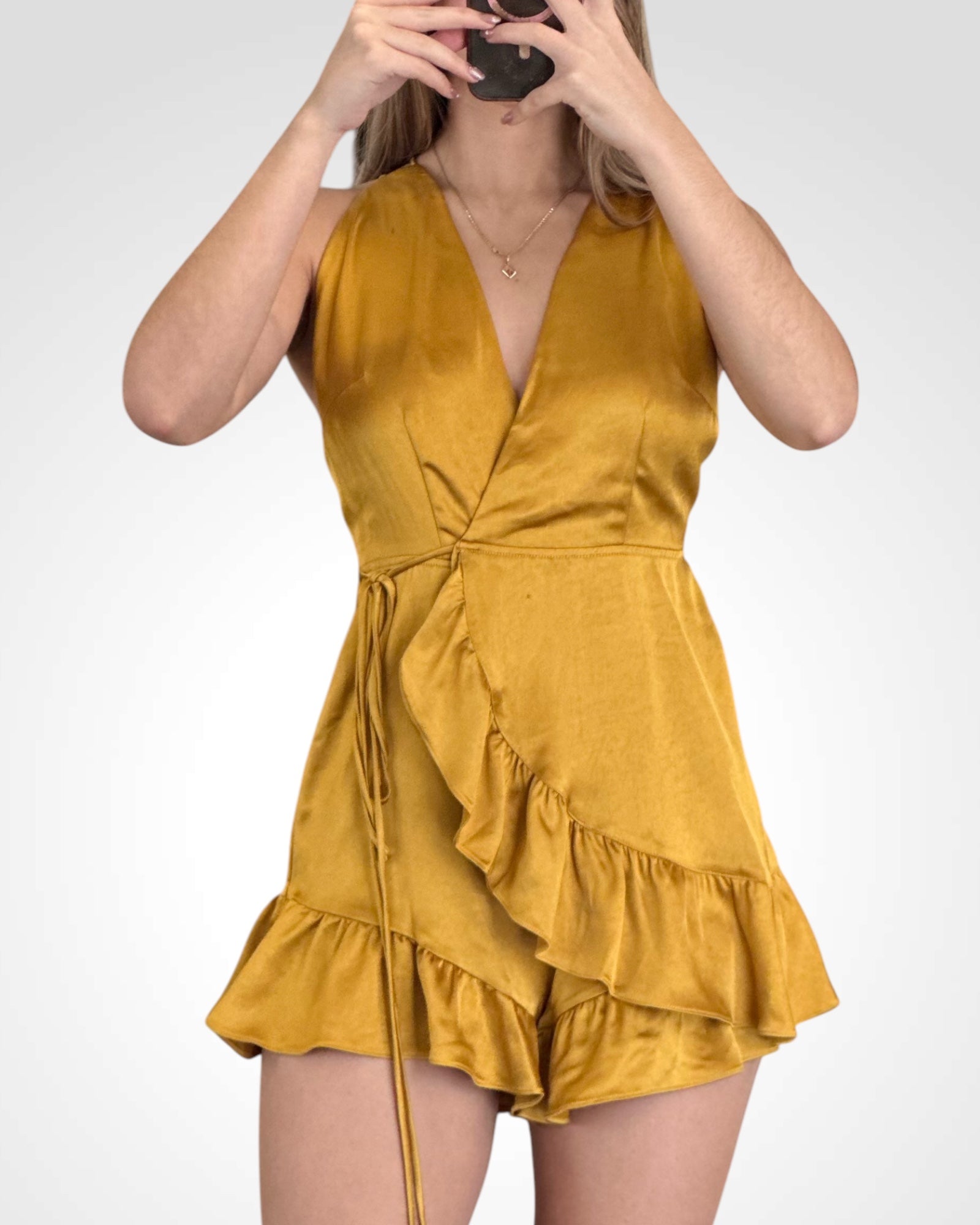 Satin Overwrap Romper•-1