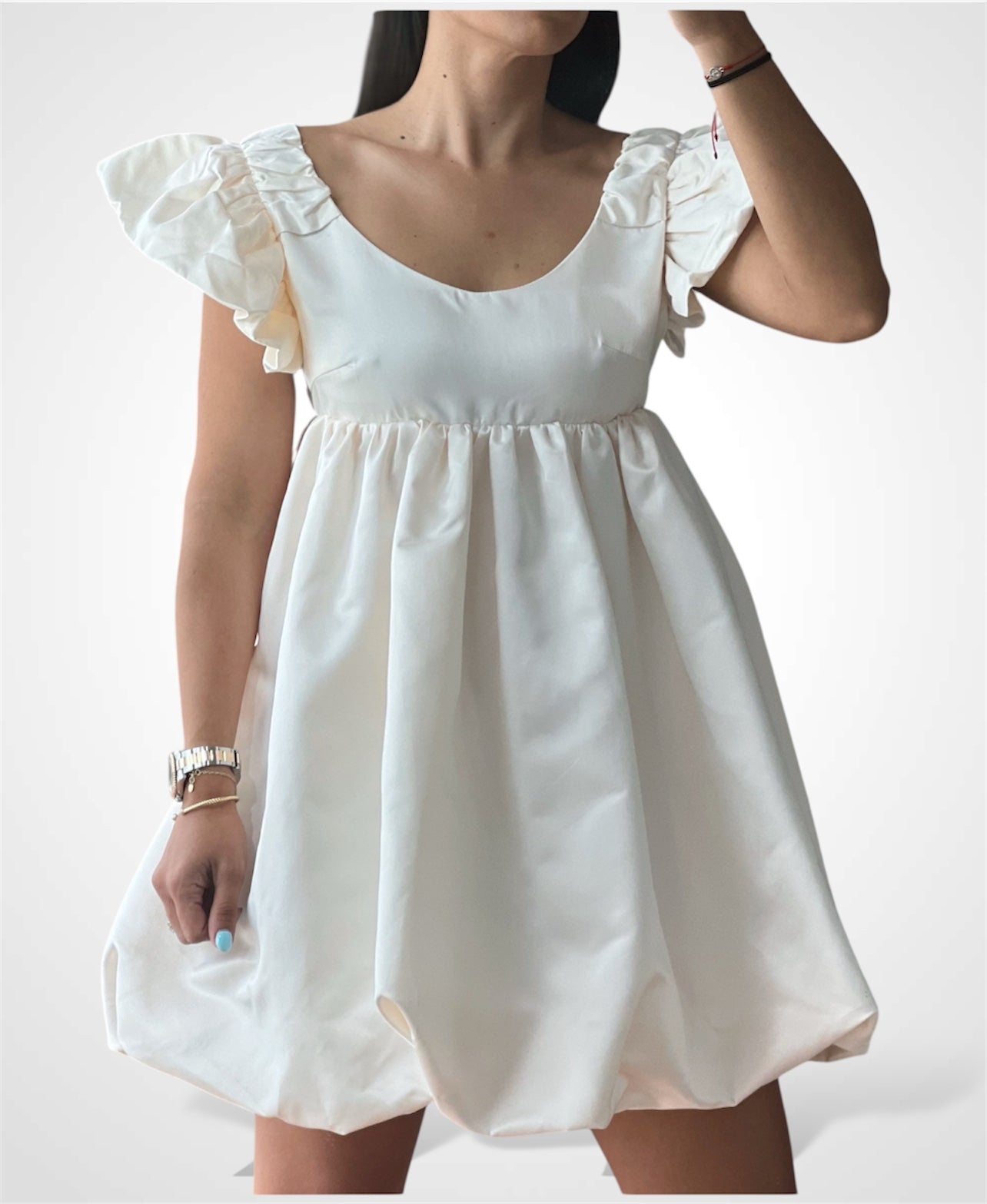 Ruffle Satin Faille Dress•-1