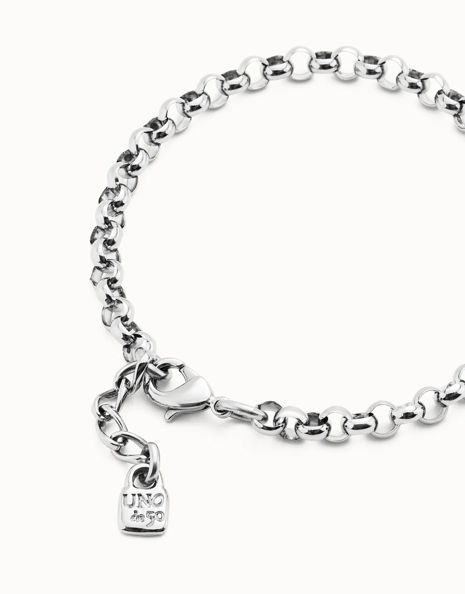 UNO DE 50 - Pulsera cadena bañadas en plata de ley-3