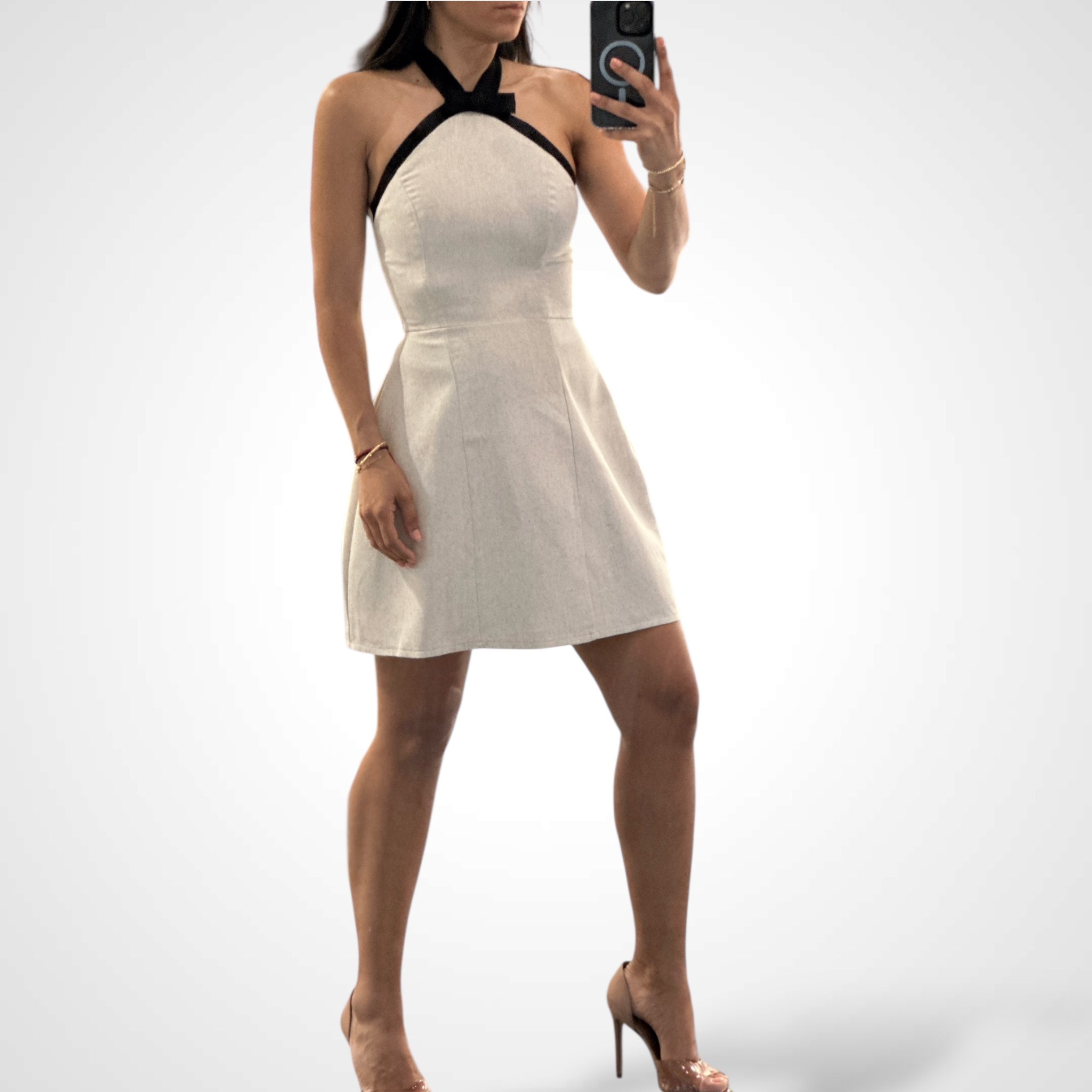 Halter Keyhole Mini Dress•-2