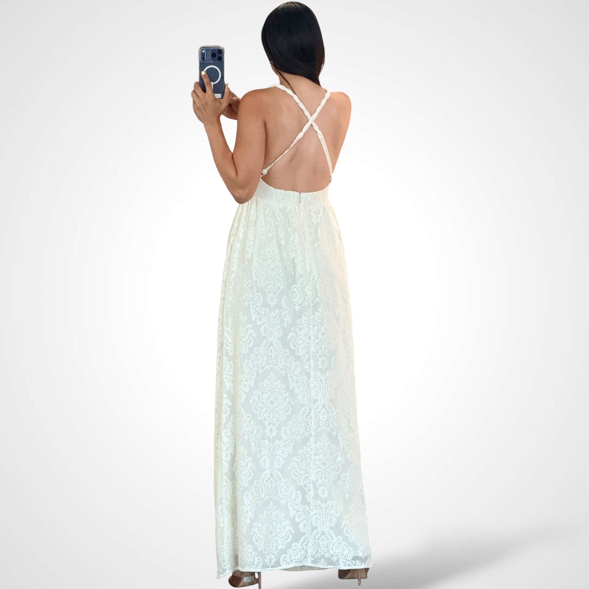 Cross Back Detail Maxi Dress•-3