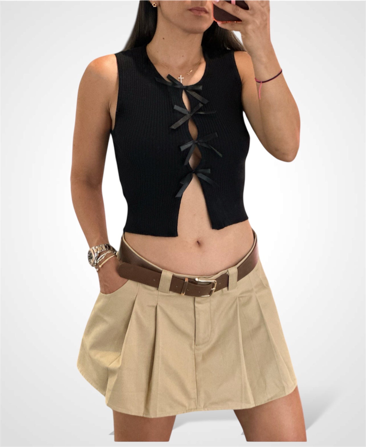 Satin Bow Sweater Top