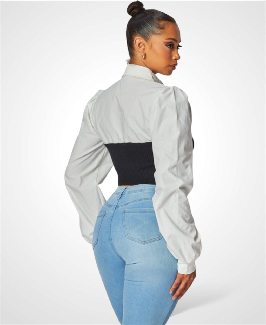 KELLEY KNIT SWEATER CONTRAST BUTTON UP BLOUSE