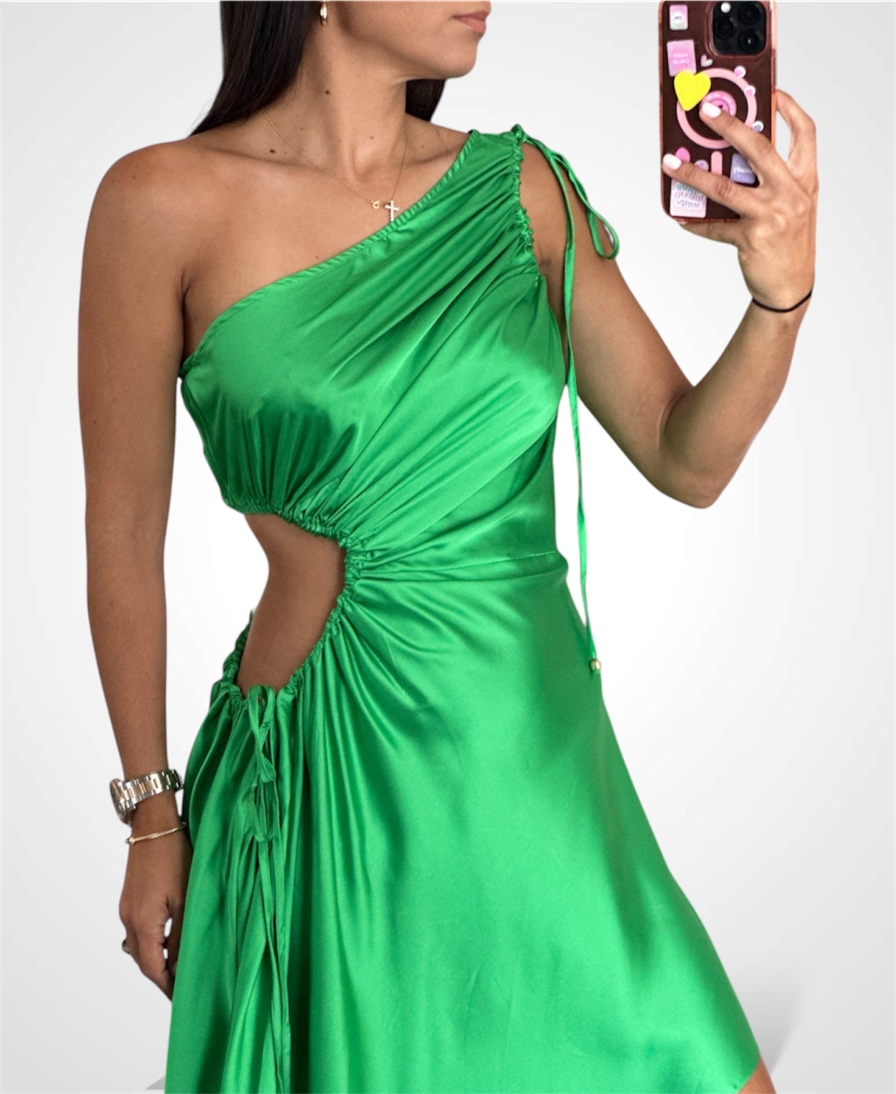 SATIN DRAW STRING DRESS•-2