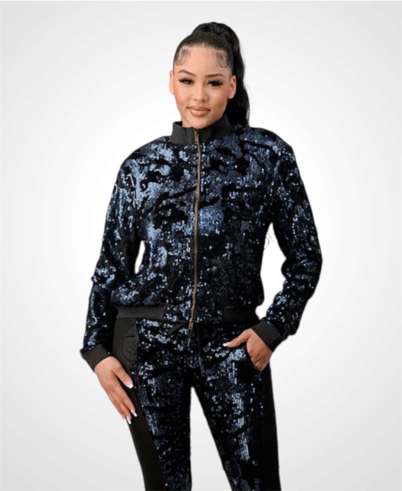 BLUE DETAILS SEQUIN TOP