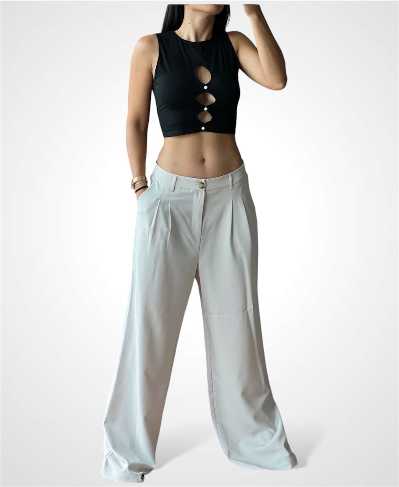 Ceous Black Crop Button