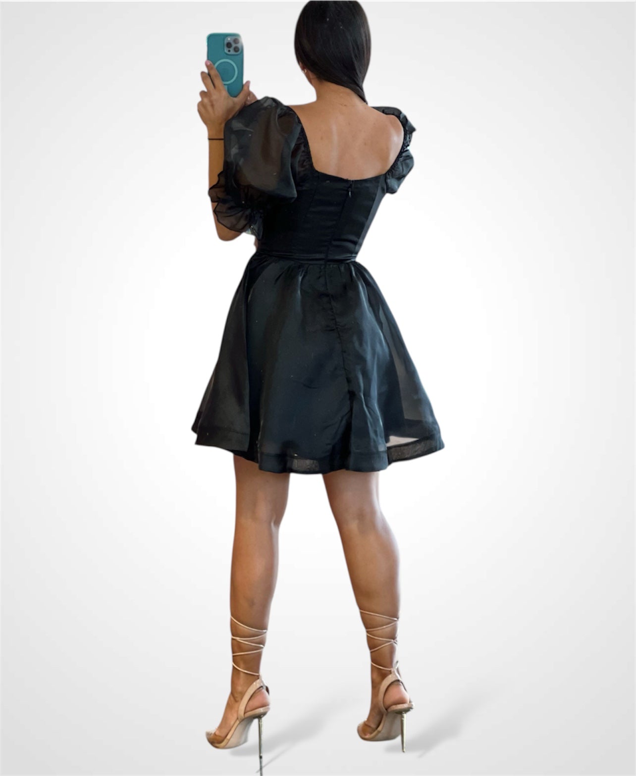 ORGANZA SLEEVED BABYDOLL LINED DRESS