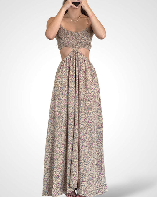 Print Cutout Maxi Dress